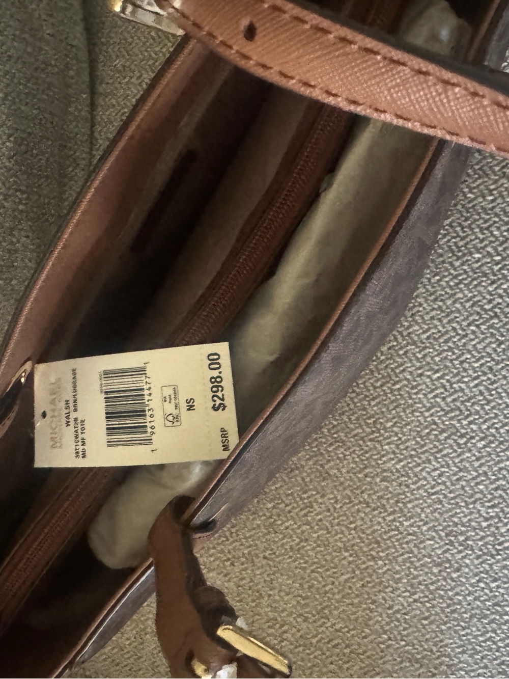 Michael Kors Dark Brown MK Logo Tote with Chestnut Trim - Picture 3 of 4
